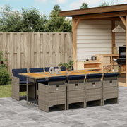 Set da pranzo da giardino da 9 pz con Cuscini in Polyrattan Grigio 3277696