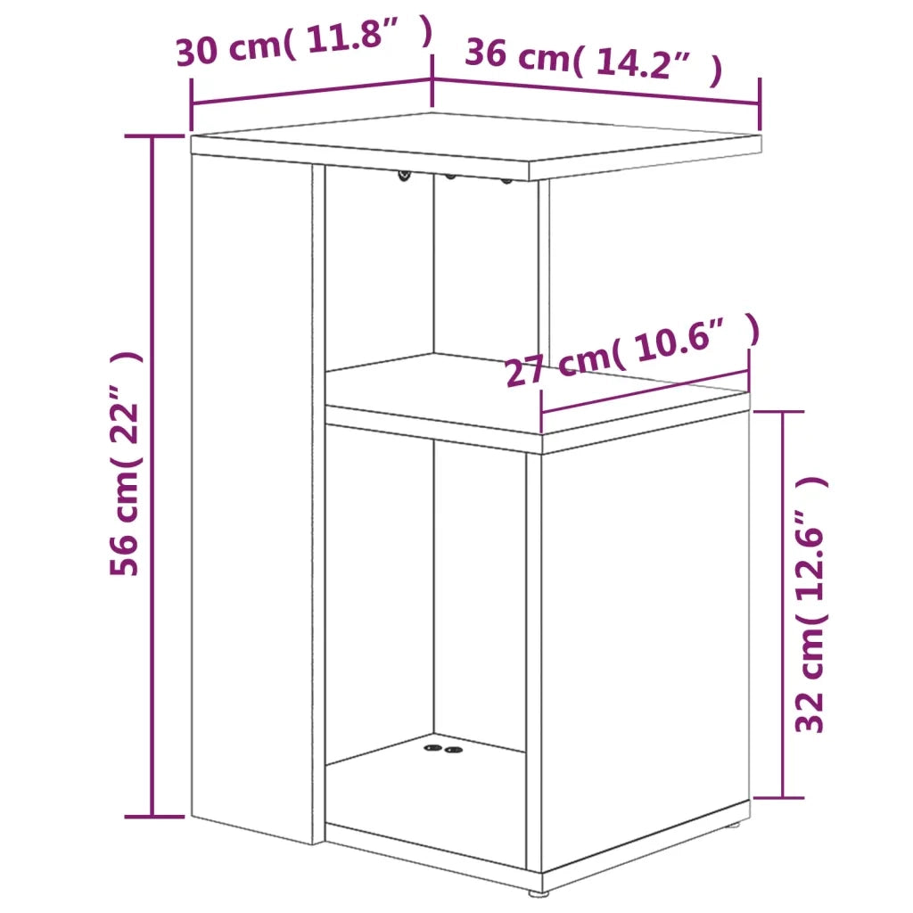 Tavolino da Salotto Rovere Marrone 36x30x56cm Legno Multistrato 815191