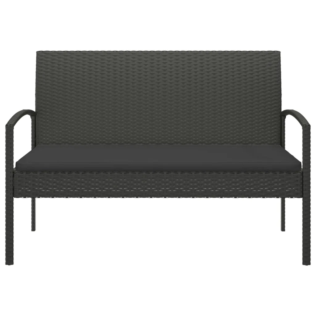 Panca da Giardino con Cuscino Nera 105 cm in Polyrattan