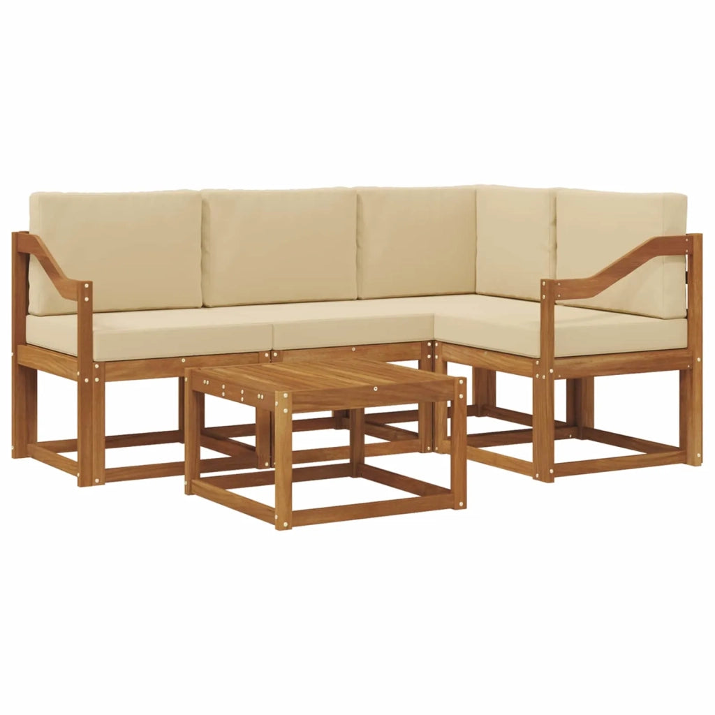 Set di divani da esterno con cuscino 5 pcs Naturale e Beige
