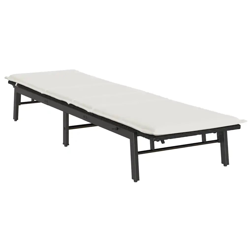 Lettino Prendisole con Cuscino Nero in Polyrattan 4104079