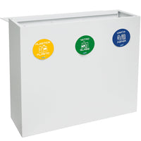 Pattumiera per Raccolta Differenziata 3 Scomparti 180 L 90x30x80 cm in Acciaio Verniciato Bianco