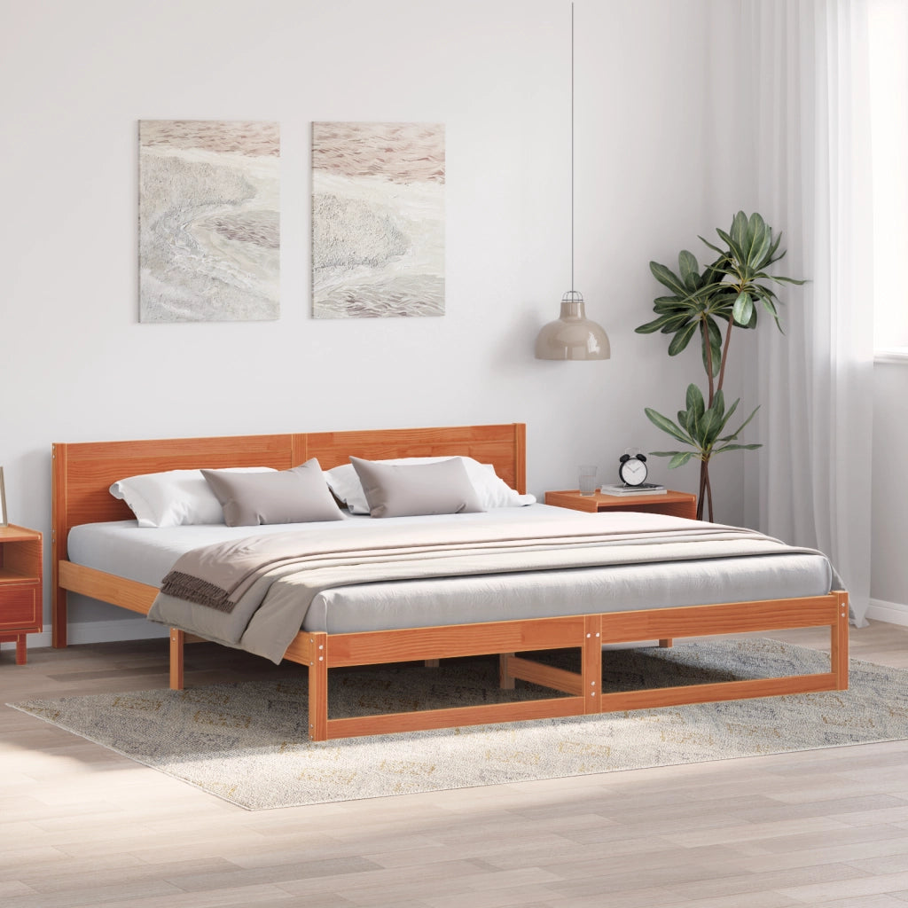 Struttura Letto Marrone Cerato Legno Massello di Pino 180 x 200 cm