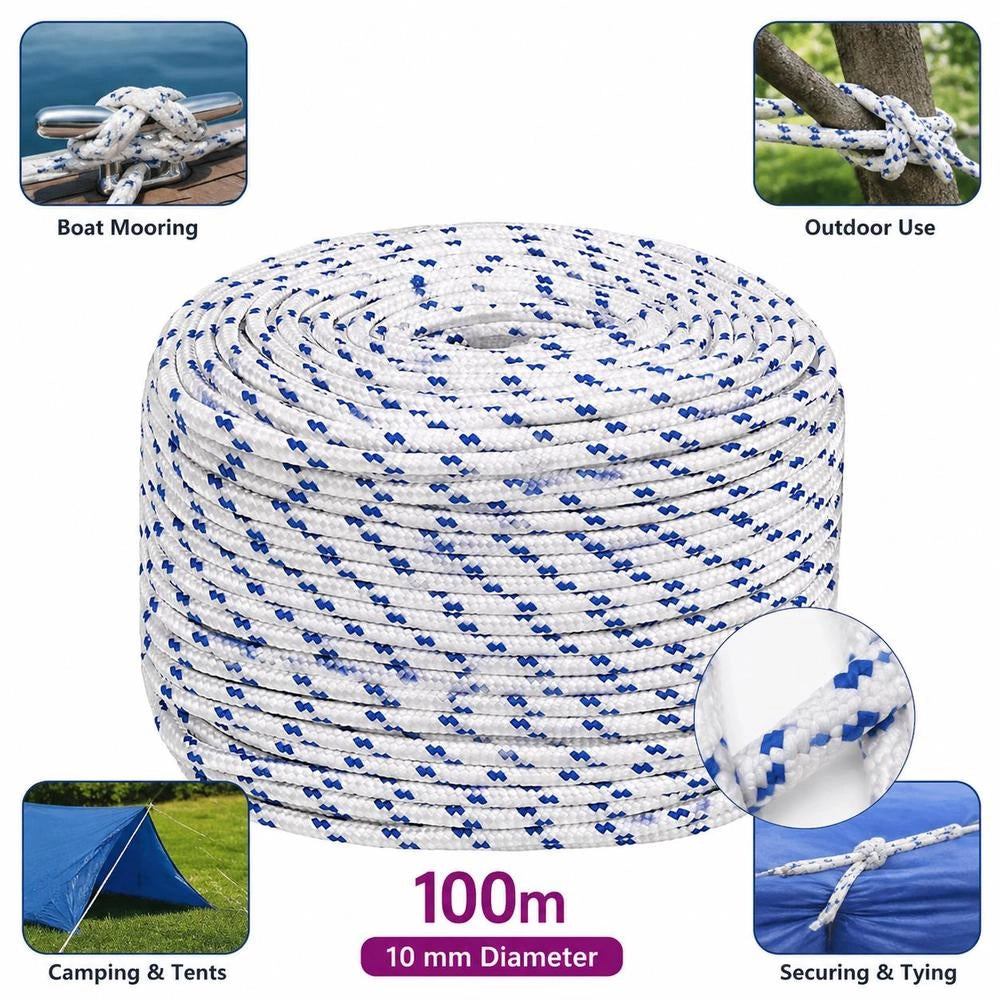 Boat Rope, White, 10 Mm, 100 M, Polypropylene