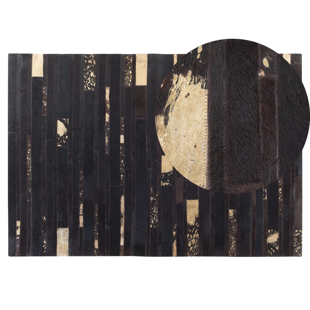 Tappeto Marrone Vera Pelle 140 x 200 cm Pelle Bovina Artigianale