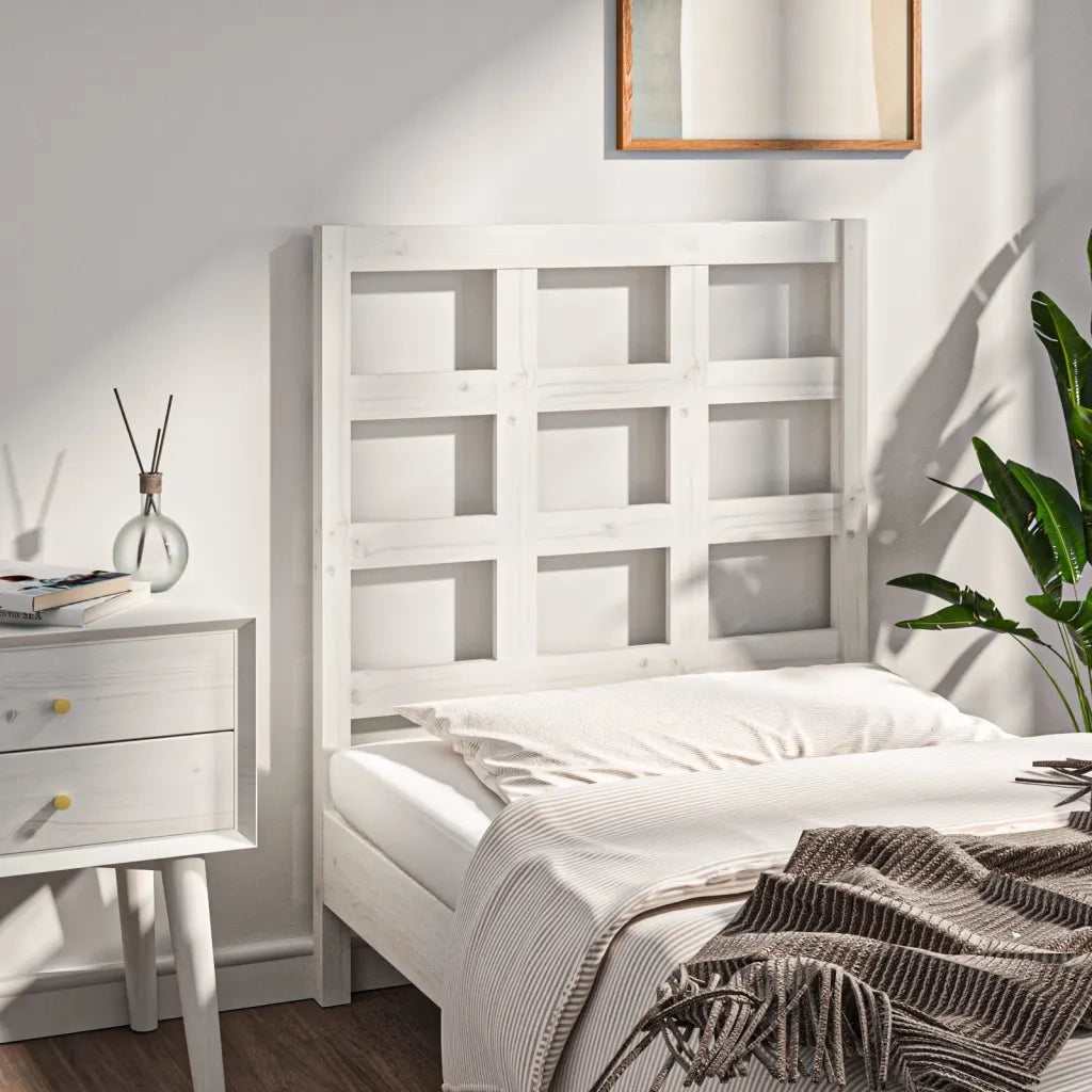 Testiera per Letto Bianca 80,5x4x100 cm Legno Massello di Pino 817866