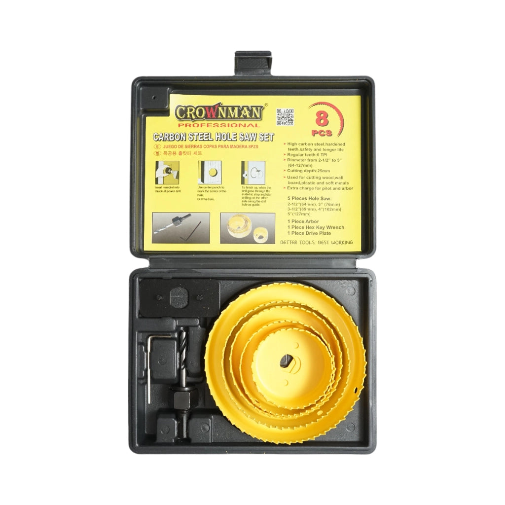 Set di 5 punte circolari da 64-127 mm per cartongesso, legno, PVC 8 pezzi Crownman