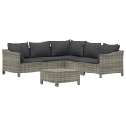 Set di mobili da giardino mobili da esterno 6 pezzi con cuscini resina intrecciata grigia 02_0016795