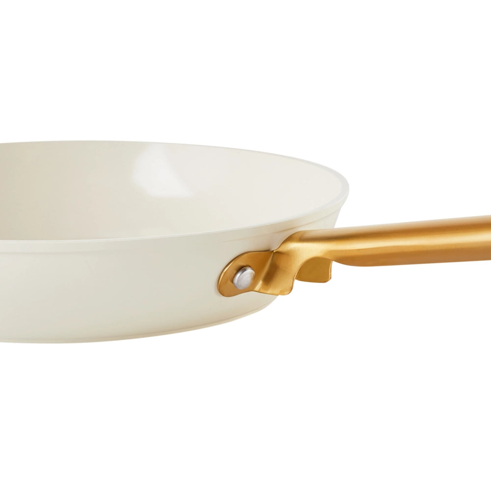 Set di 3 padelle in 3 dimensioni con rivestimento in ceramica antiaderente in alluminio bianco sporco