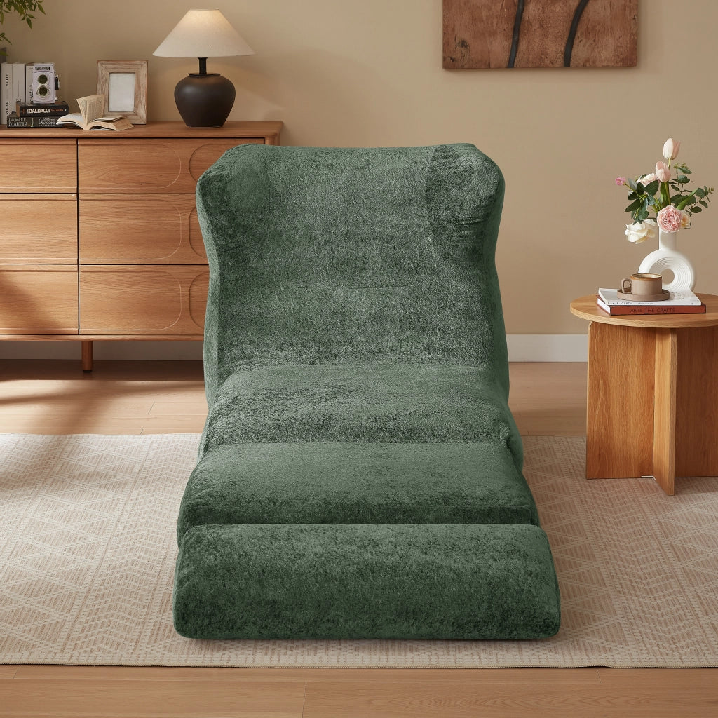 Fauteuil convertibile in schiuma con design unico e uso versatile per soggiorno e camera verde 31 × 31 × 107 cm