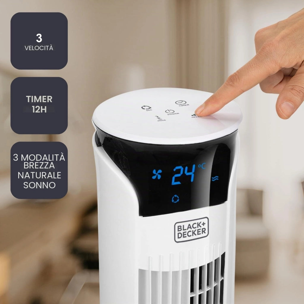Ventilatore Torre Black Decker BXEFT48E Display Led Bianco 22 x h 81 cm