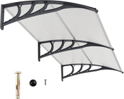 Tettoia per Porta Finestra, Pensilina Tettoia per Porta in Policarbonato, per Protezione da Sole, Pioggia, Neve, per Balcone, Finestre e Porte (Trasparente, 199 x 99 x 28 cm)