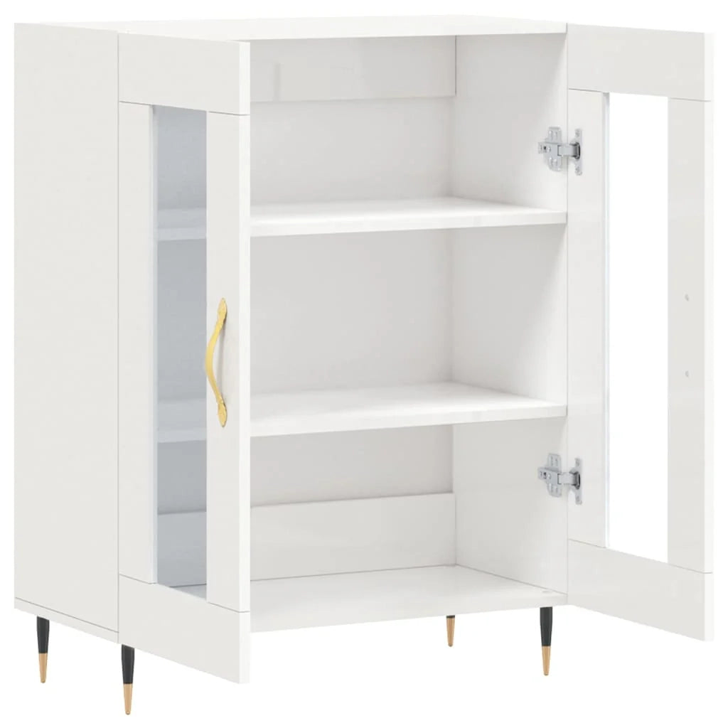 Buffet credenza cassettiera mobiletto mobile contenitore organizer per cucina soggiorno finitura lucida 69,5 x 34 x 90 cm legno ingegnerizzato bianco 02_0030731