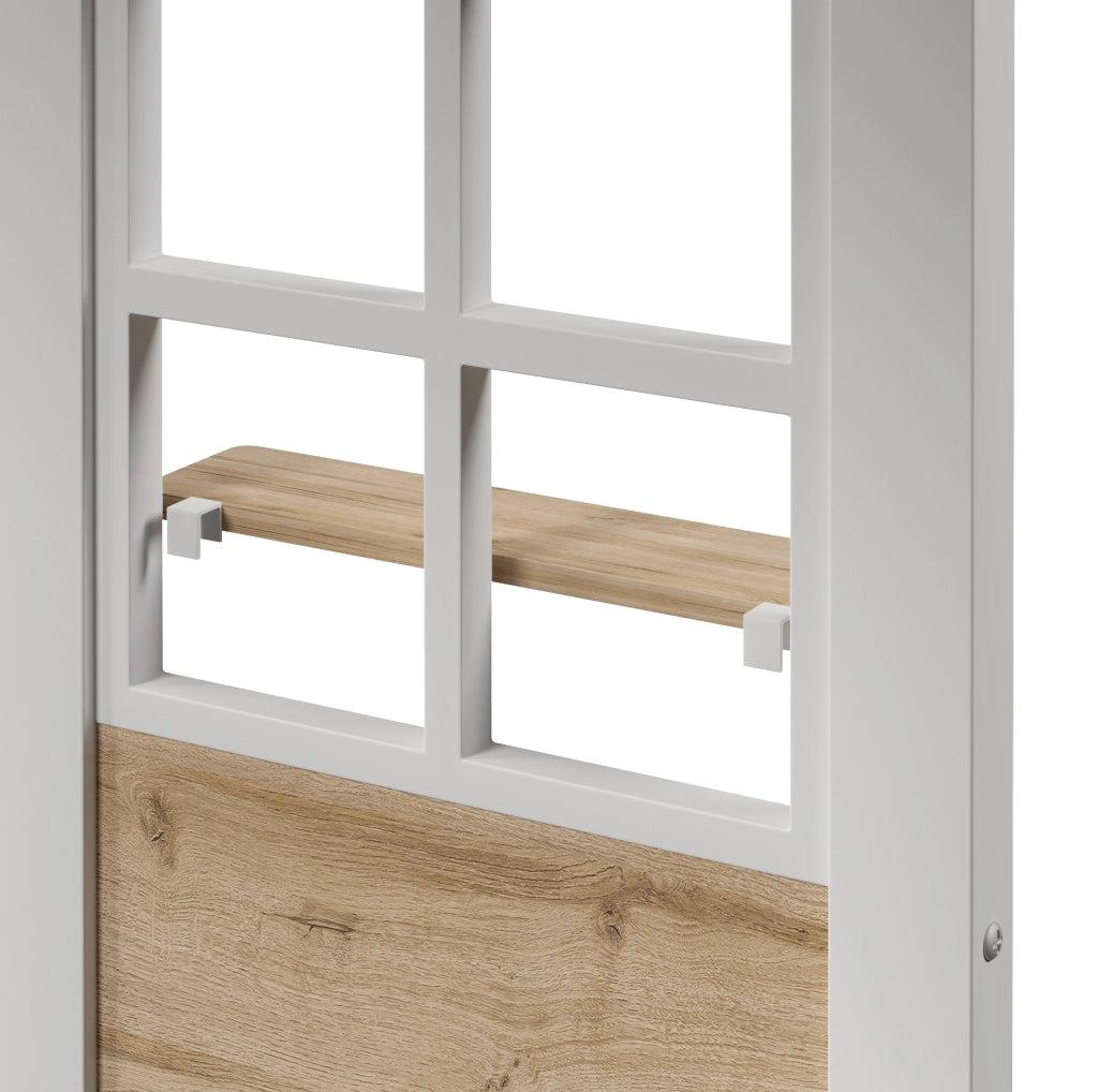 Letto a soppalco con scala contenitore e area inferiore aperta