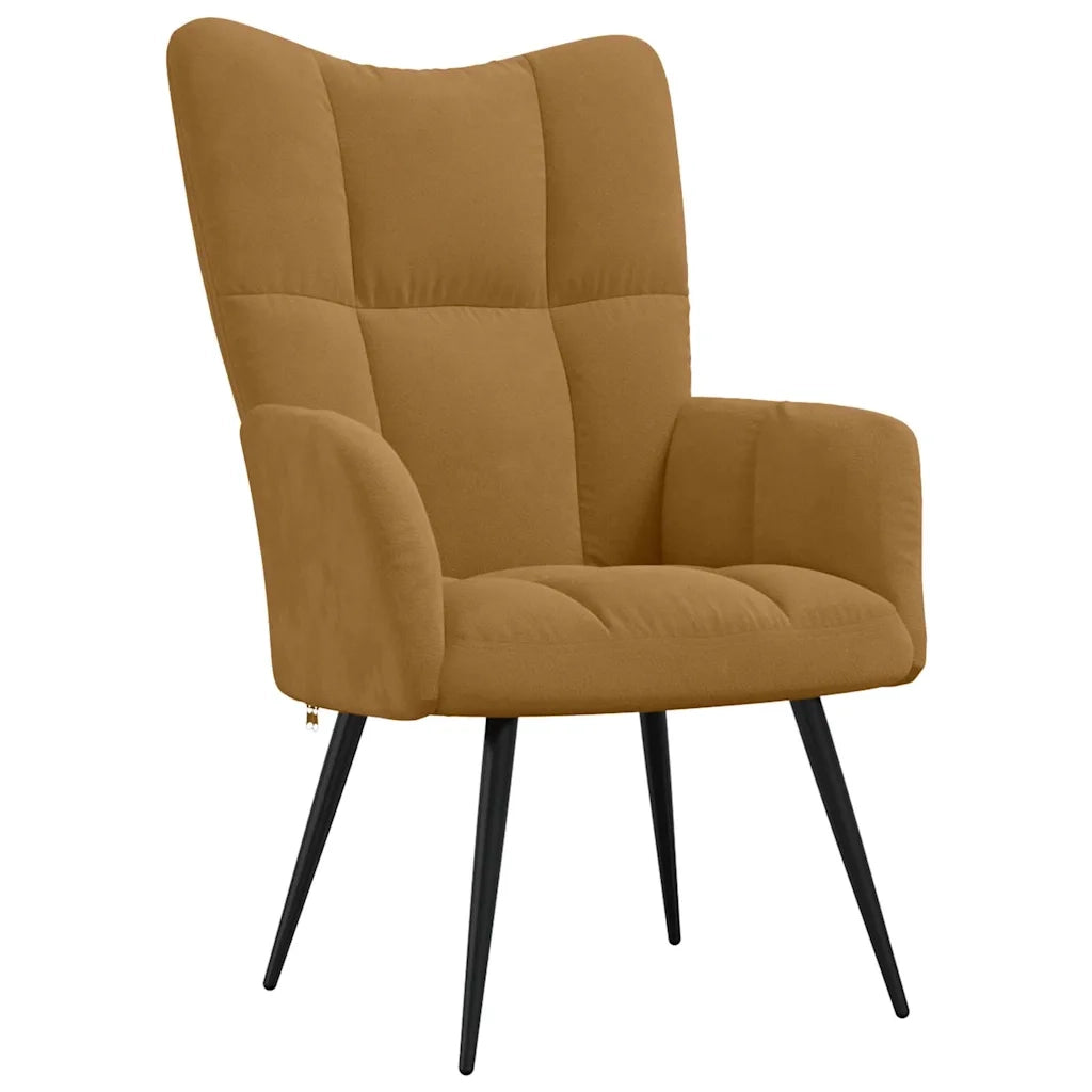 Divano Sedia-Poltrona Relax con Poggiapiedi Marrone in Velluto 715302