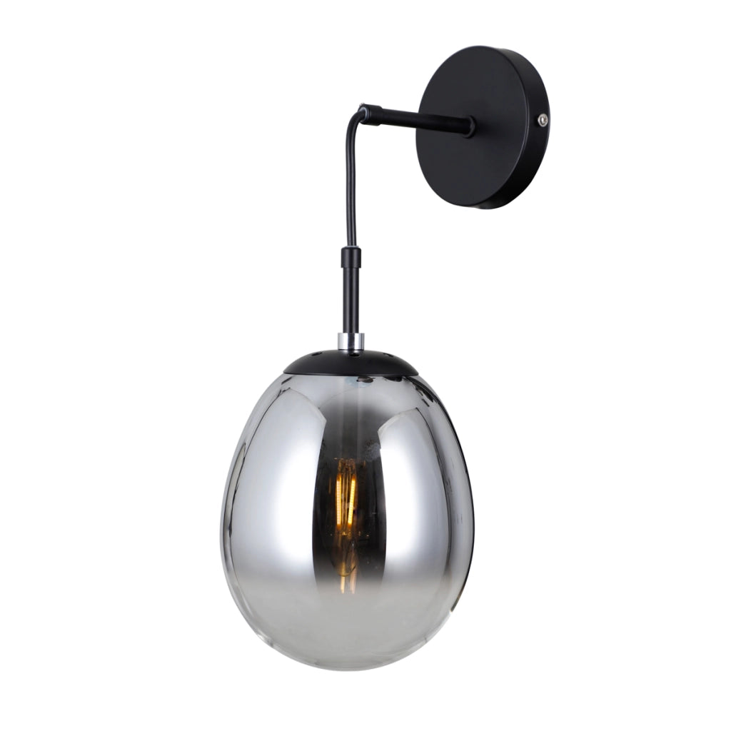 Applique moderna nera vetro fumé 1xE14 Italux Meolo