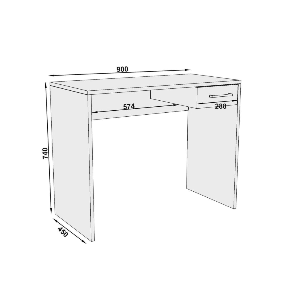 Scrivania porta PC con cassetto di forma Rettangolare di colore Quercia chiaro mod. Tom