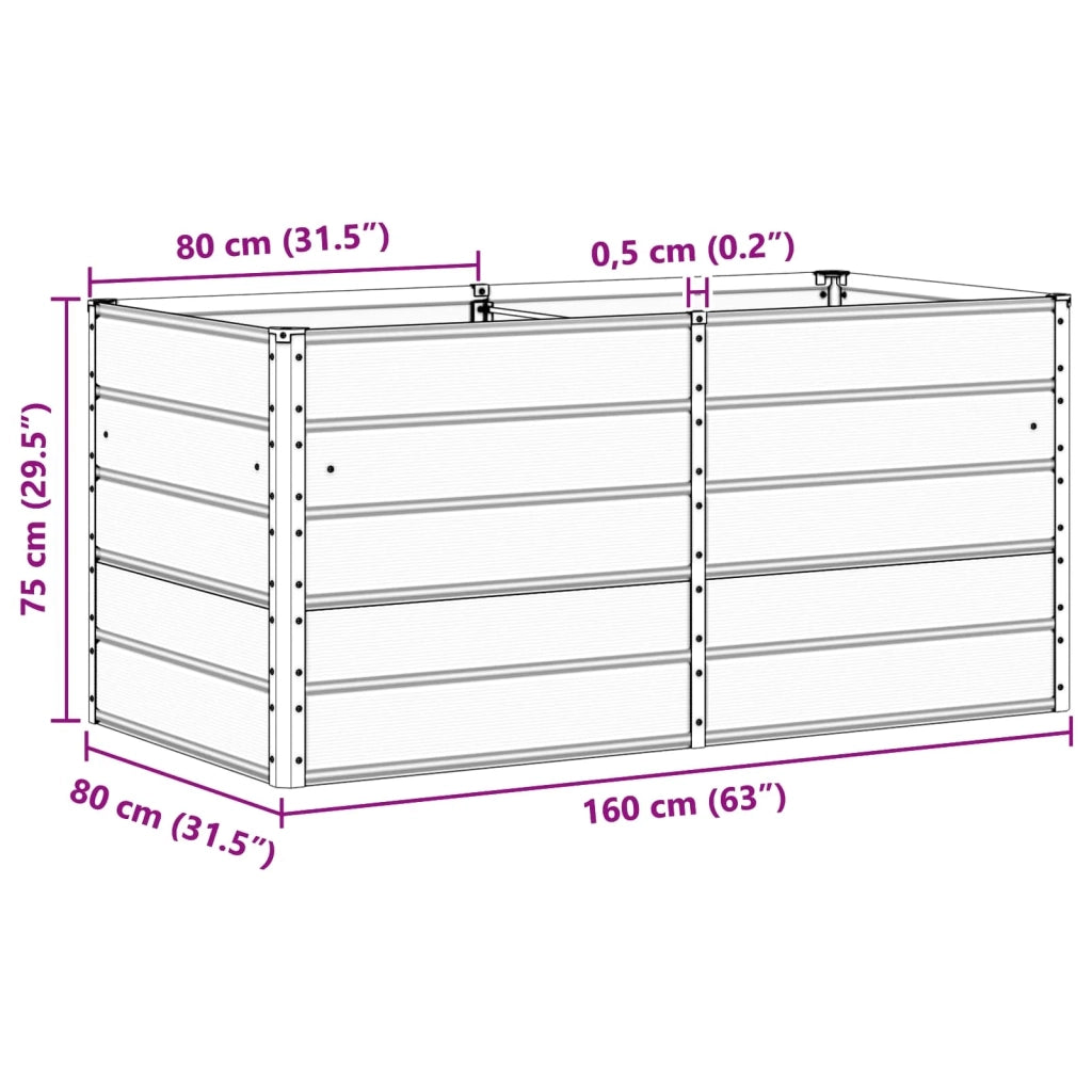Fioriera moderna per giardino e terrazza 160 x 80 x 75 cm per uso interno ed esterno stile industriale acciaio grigio chiaro 02_0059188