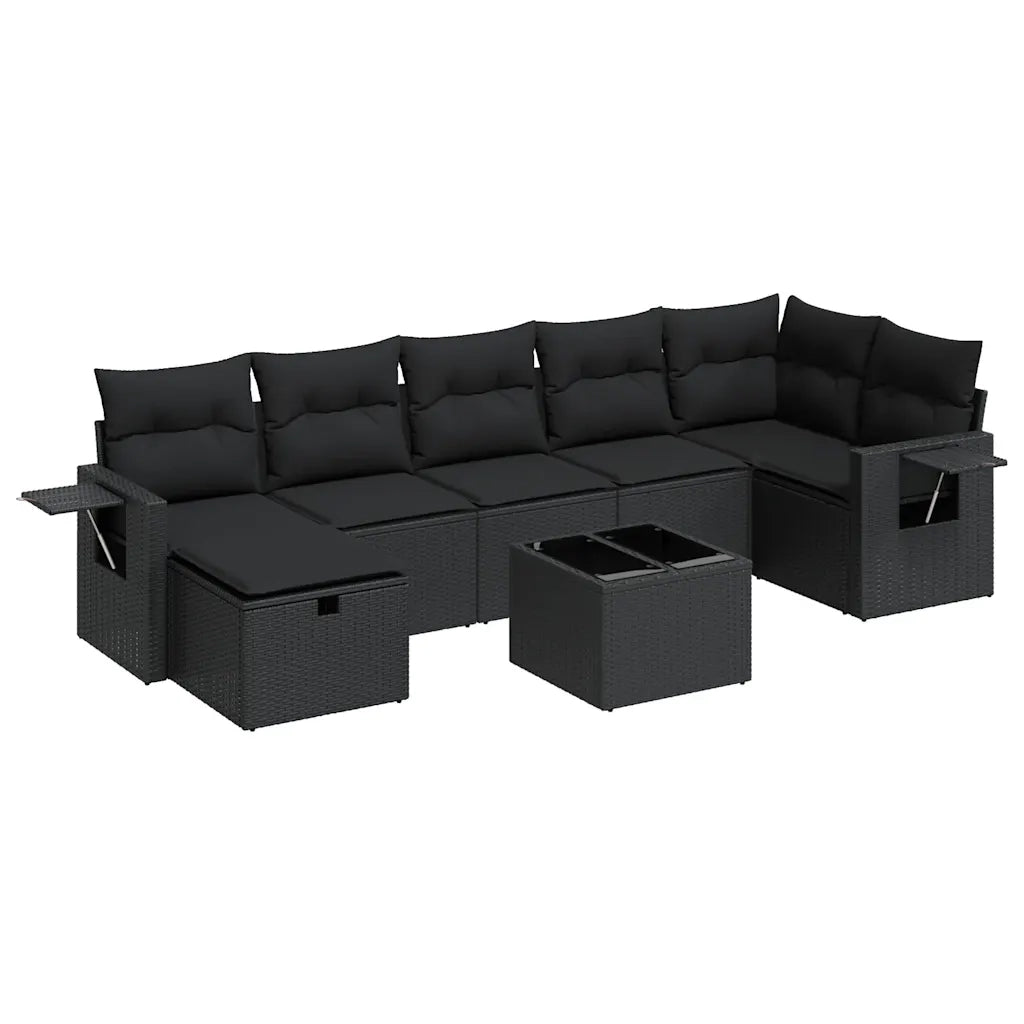 Set Divani da Giardino con Cuscini 8 pz Nero in Polyrattan 3325511