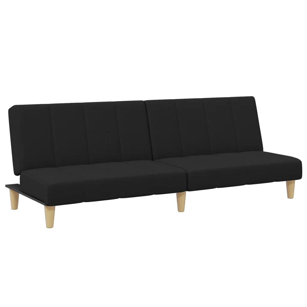 Divano Letto a 2 Posti con Poggiapiedi-Sofa Letto 2 Posti-Daybed Nero in Tessuto 646453