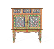 Consolle in legno di mango con porta decorata a mano