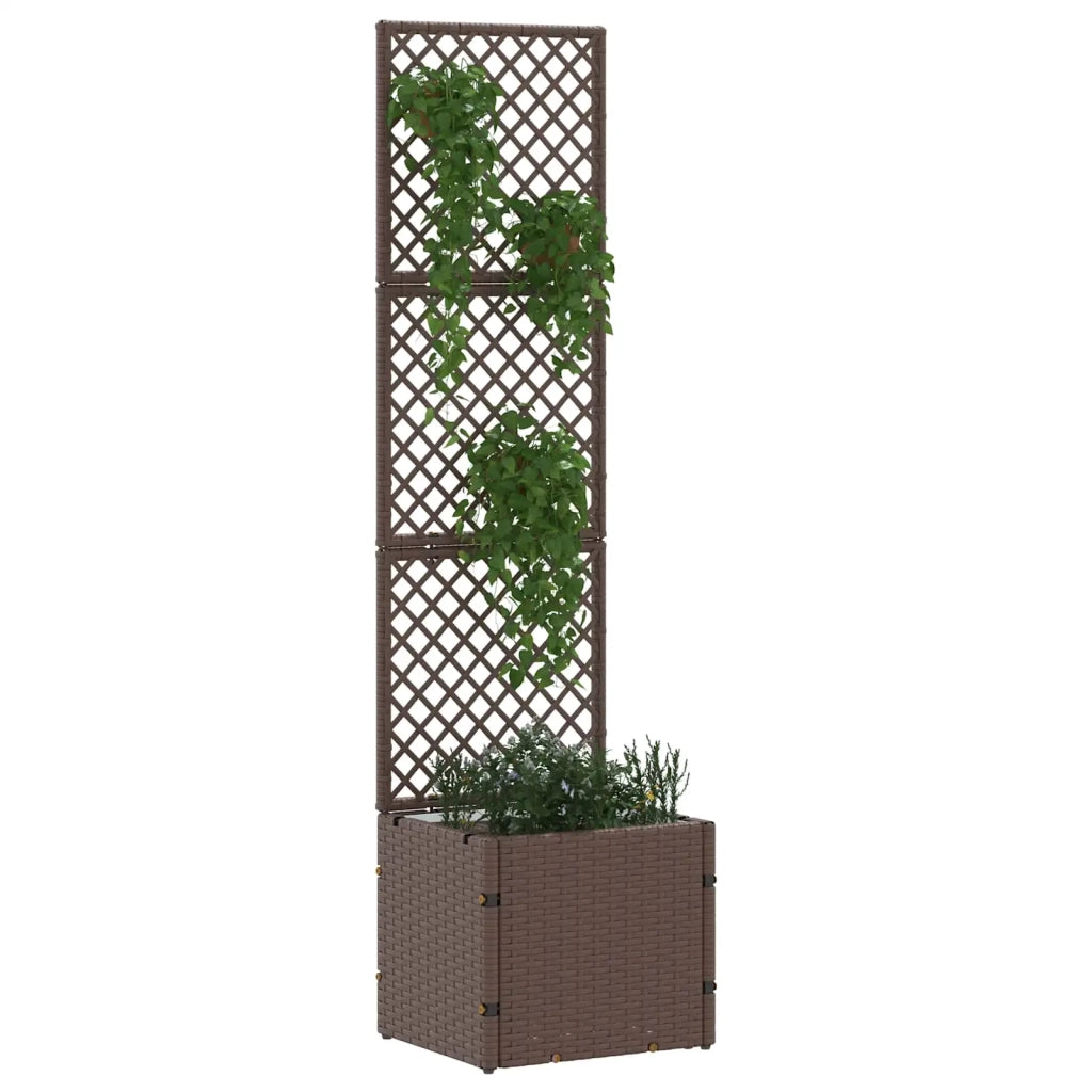 Vaso da giardino-Fioriera Esterno-Contenitore per Piante Marrone 35 x 30 x 135 cm Metallo