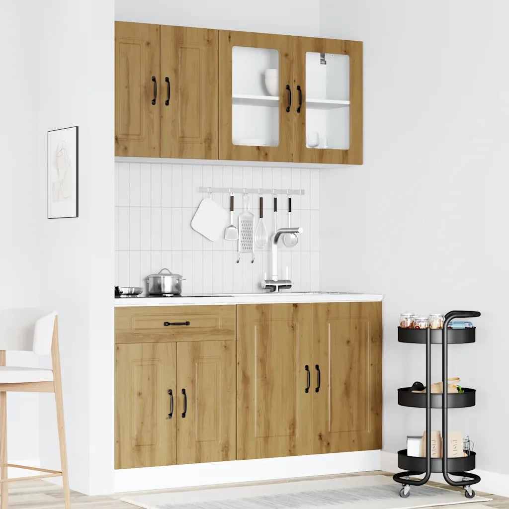 Set Armadio pensile | Mobili da Cucina 4 pz Kalmar Rovere Artigianale Truciolato