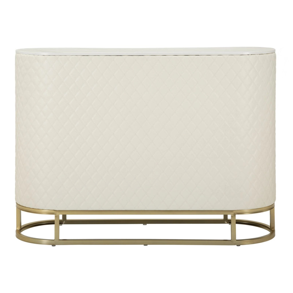 Credenza Sharon bianca e oro con cassetti e ante 120 cm