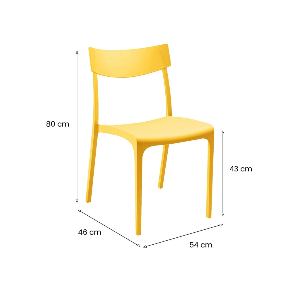 Sedia da esterno Lupia, Seggiola da giardino, Seduta outdoor multiuso, Panchina da giardino, Made in Italy, 54x46 h80 cm, Giallo