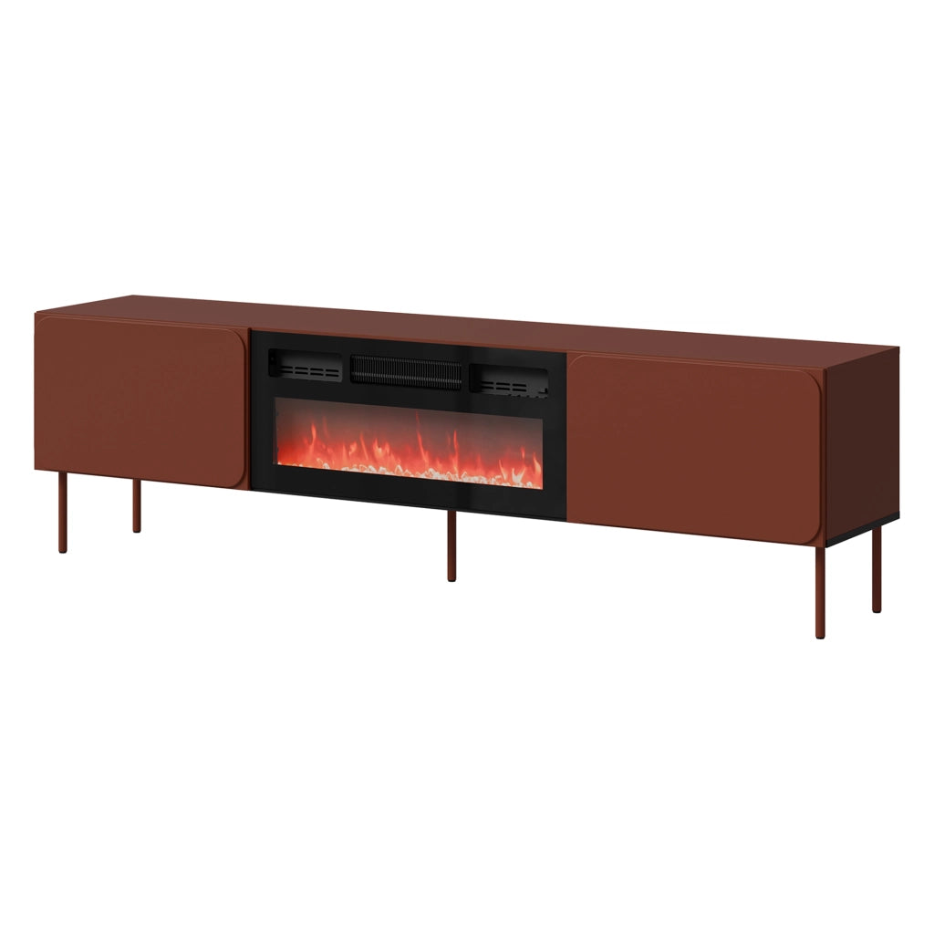Vermezzo, Mobile Porta tv un Ripiano, 200x42x57h cm Marrone Terracotta