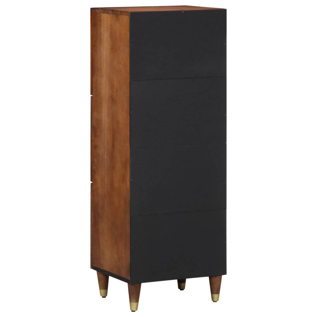 Credenza alta Miele con accenti oro Legno massello di mango