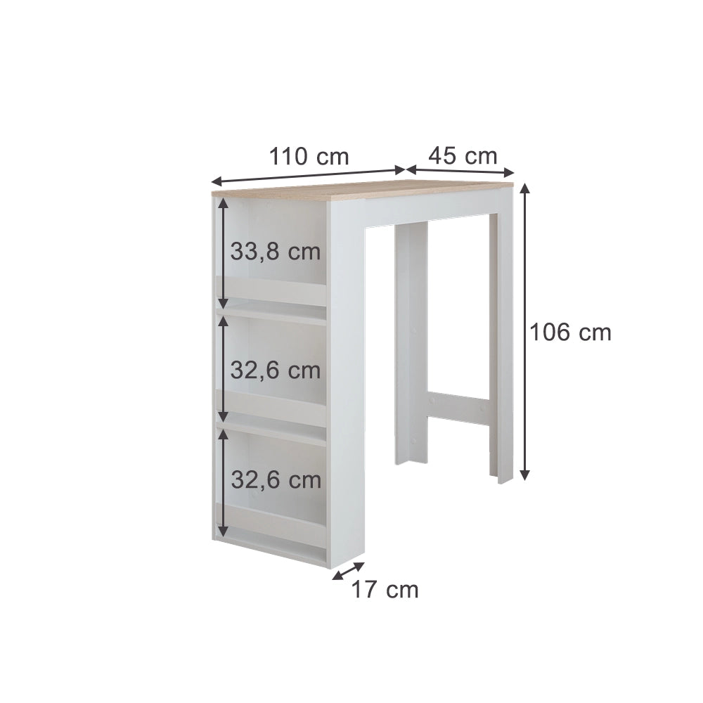 Vicco Tavolo da bar Bianco/Sonoma 45 x 110 cm