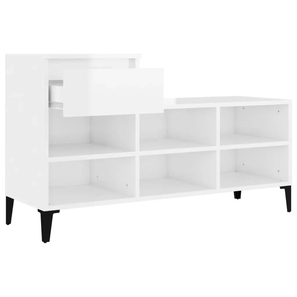 Scarpiera | Mobile per scarpe Bianco Lucido 102x36x60 cm in Legno Multistrato