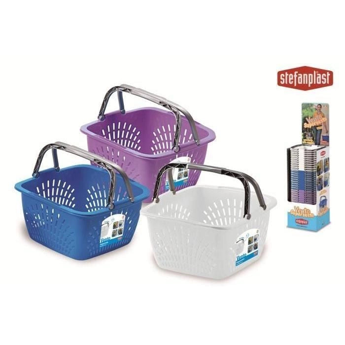 Stefanplast Cesta Forata Quadrata 40cm con Manici Vento