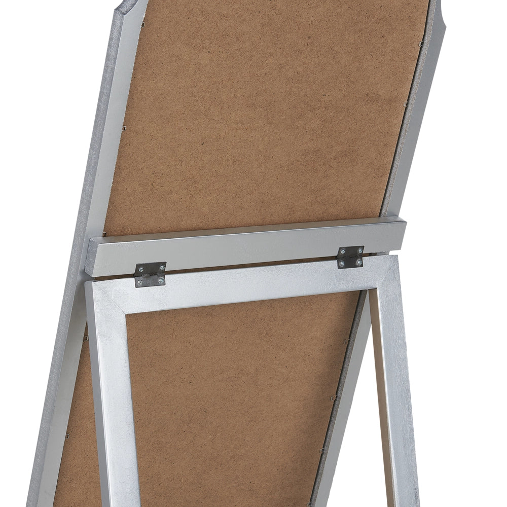 Specchio da terra in vetro MDF argento 40 x 150 cm con supporto cornice decorativa design moderno