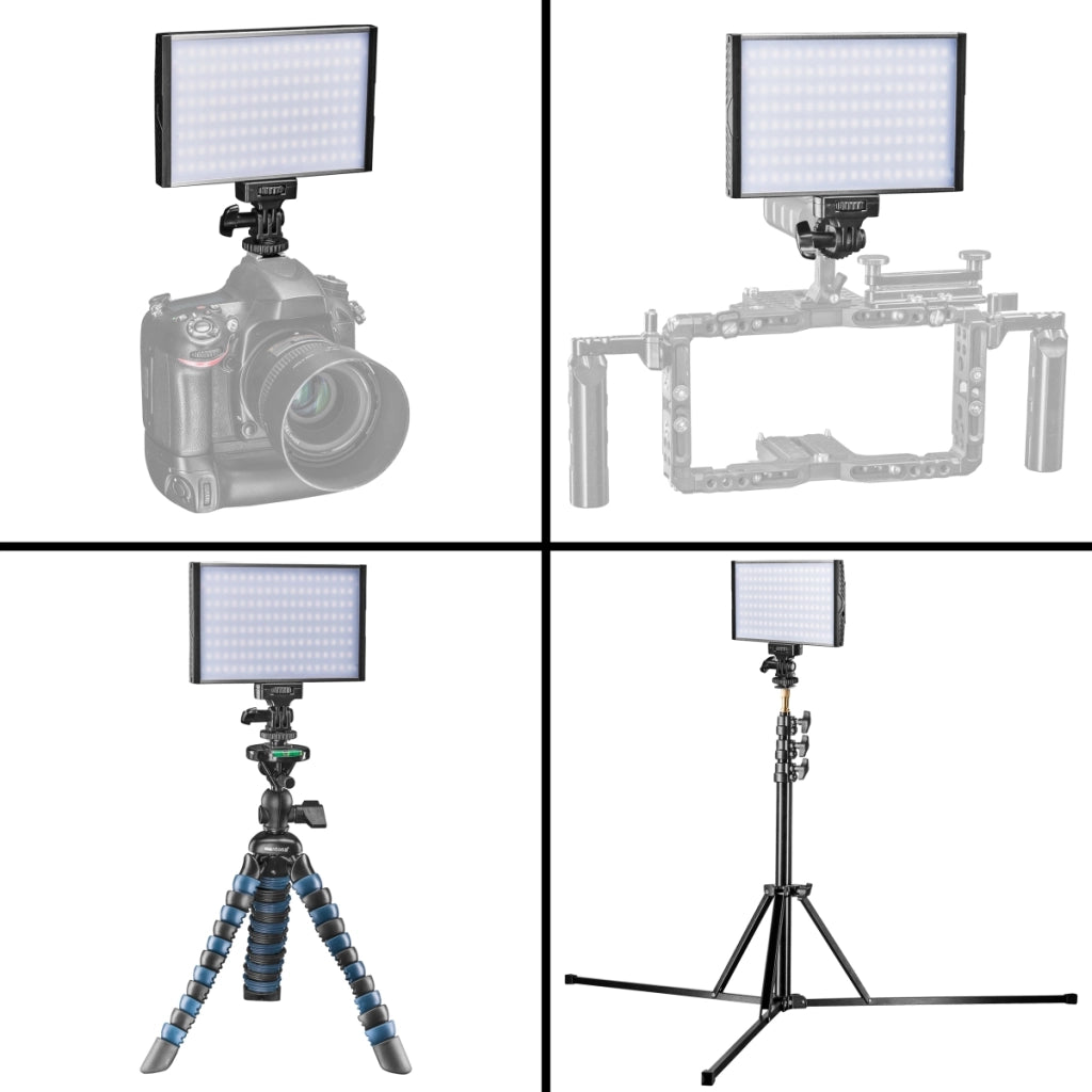 LED Niova 150 Bi Color Luce fotografica per video, lampada on-camera 15 W, temperatura colore regolabile 3200-566 K, dimmerabile