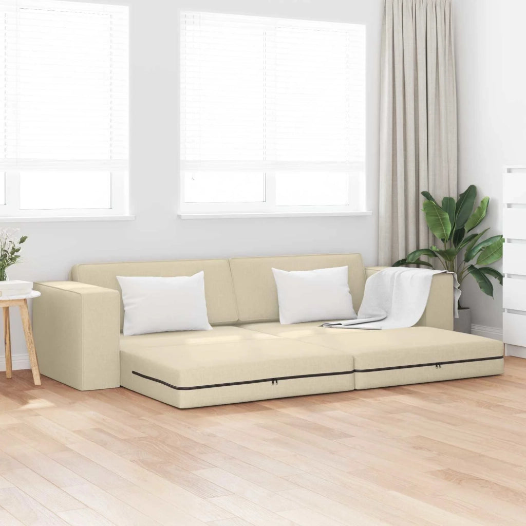 Divano letto | Sof¨¤ letto | Letto singolo Crema 245 x 78 x 77 cm Tessuto