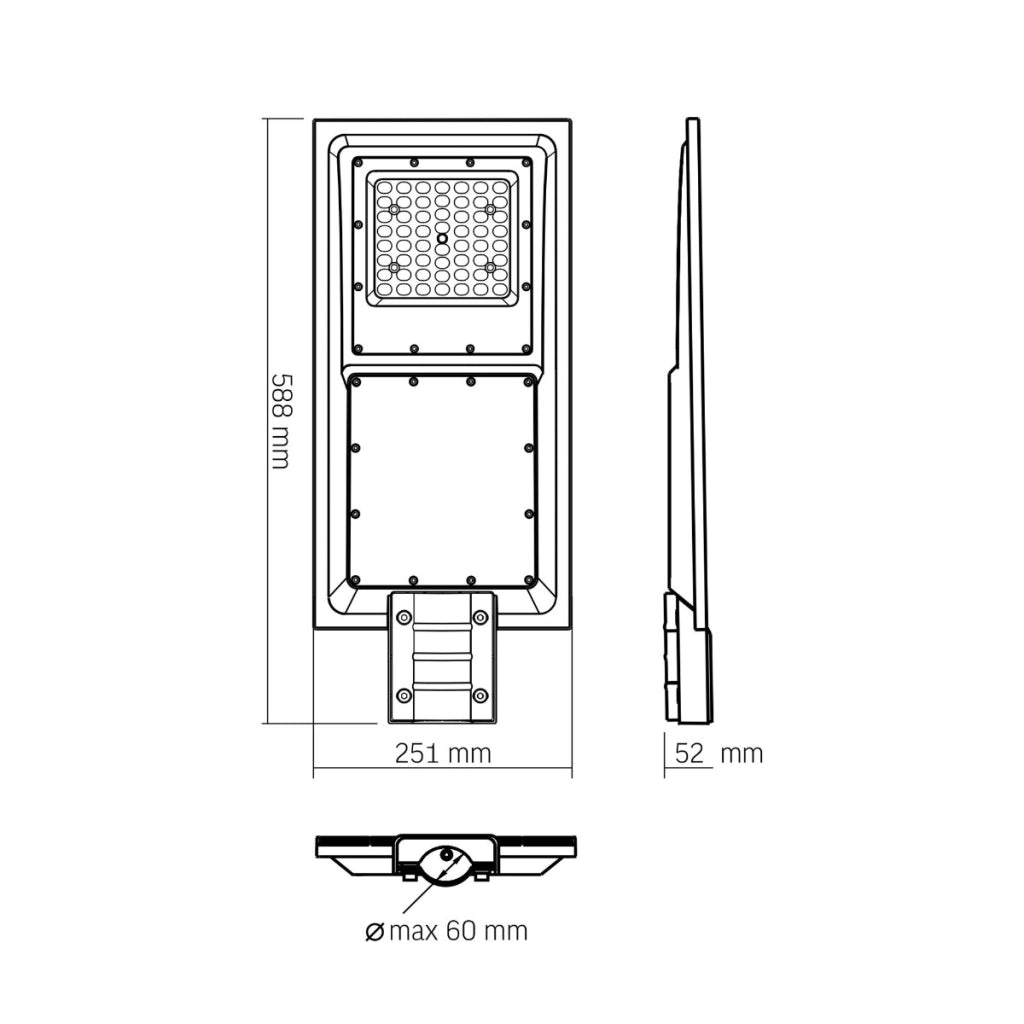 Lampione solare LED 20W Videx 2300lm IP65 sensore telecomando