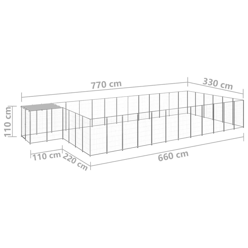 Recinto per animali da esterno per cani in acciaio color argento 22,99 m² 02_0000255