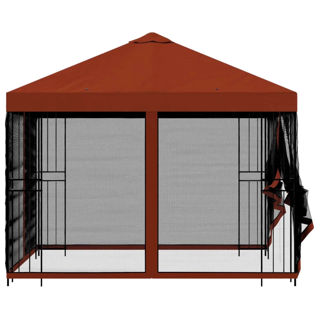 Gazebo | Pergolato da giardino con pareti laterali 3 x 3 m Terracotta