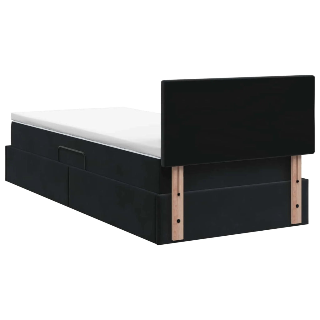 Letto con contenitore LED e materasso Nero 90 x 190 cm Velluto 3459158