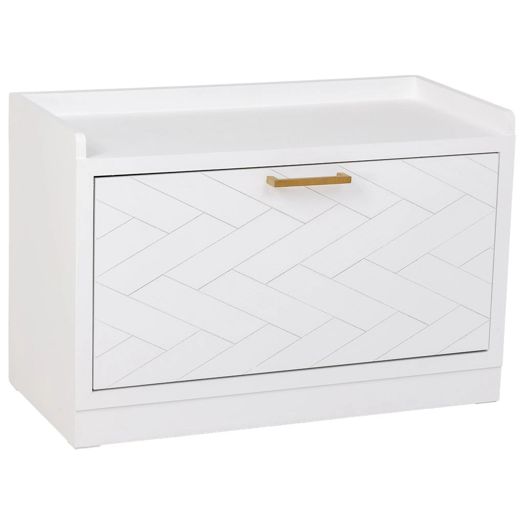Panca porta scarpe in legno e metallo bianco 80x38x53