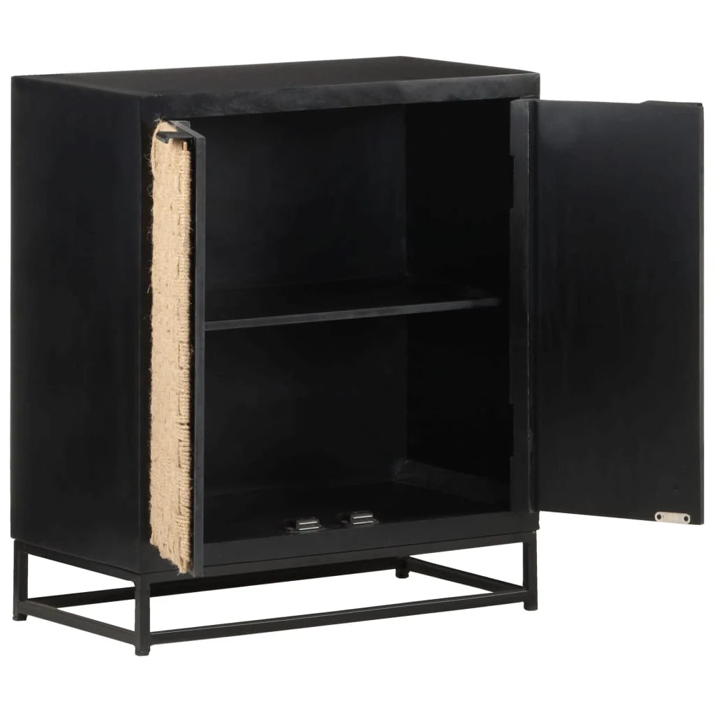 Buffet credenza cassettiera armadio mobile contenitore organizer per cucina soggiorno salotto 60 x 35 x 70 cm legno massello di mango nero 02_0029622