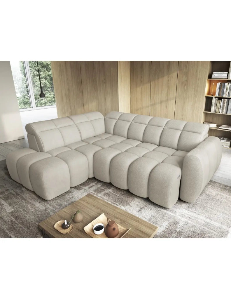 Divano angolare elettrico RONDA 4 posti beige – angolo sinistro