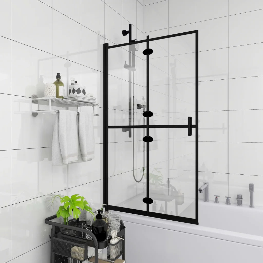Pannello Doccia Pieghevole in ESG 100x140 cm Nero cod mxl 48116