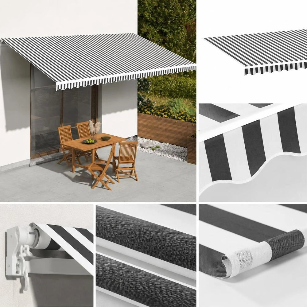 Awning Fabric Anthracite And White 6x3 M