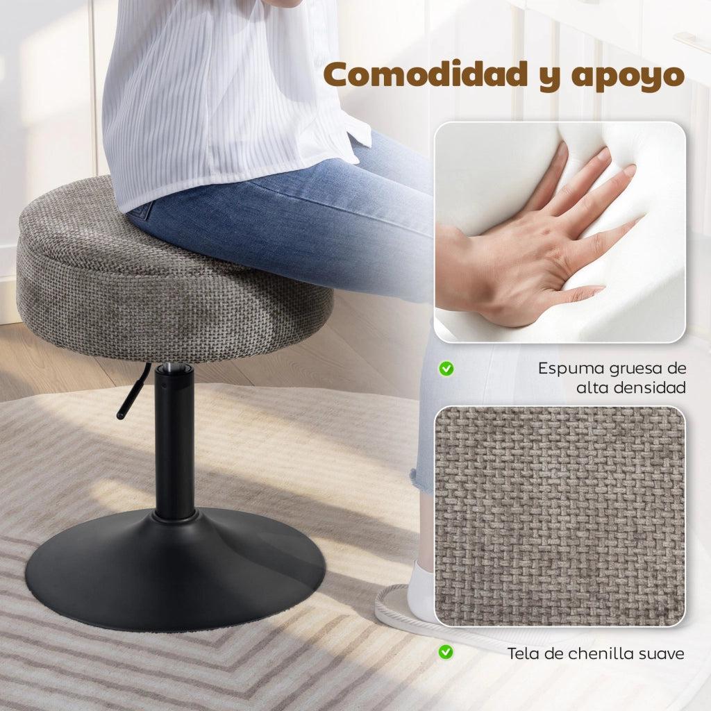 Sgabello da Bar Rotante con Altezza Regolabile e Rivestimento in Velluto Grigio ¨C zephmum ¨C Grigio