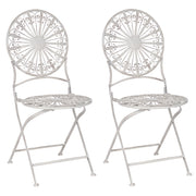 Set di 2 sedie da giardino Bistrot in ferro bianco pieghevole per esterni Effetto affilato Resistenza alla ruggine UV Stile retrò francese