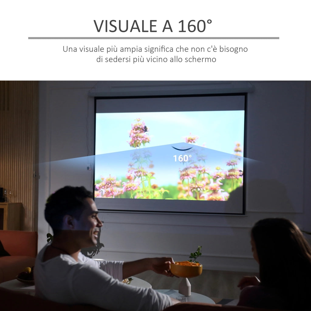 EasyComfort Schermo per Proiettore 120 Pollici Formato 4:3 Regolabile con Telecomando, Schermo di Proiezione Motorizzato Compatto, Installazione a Parete o Soffitto, 244x183 cm, Bianco