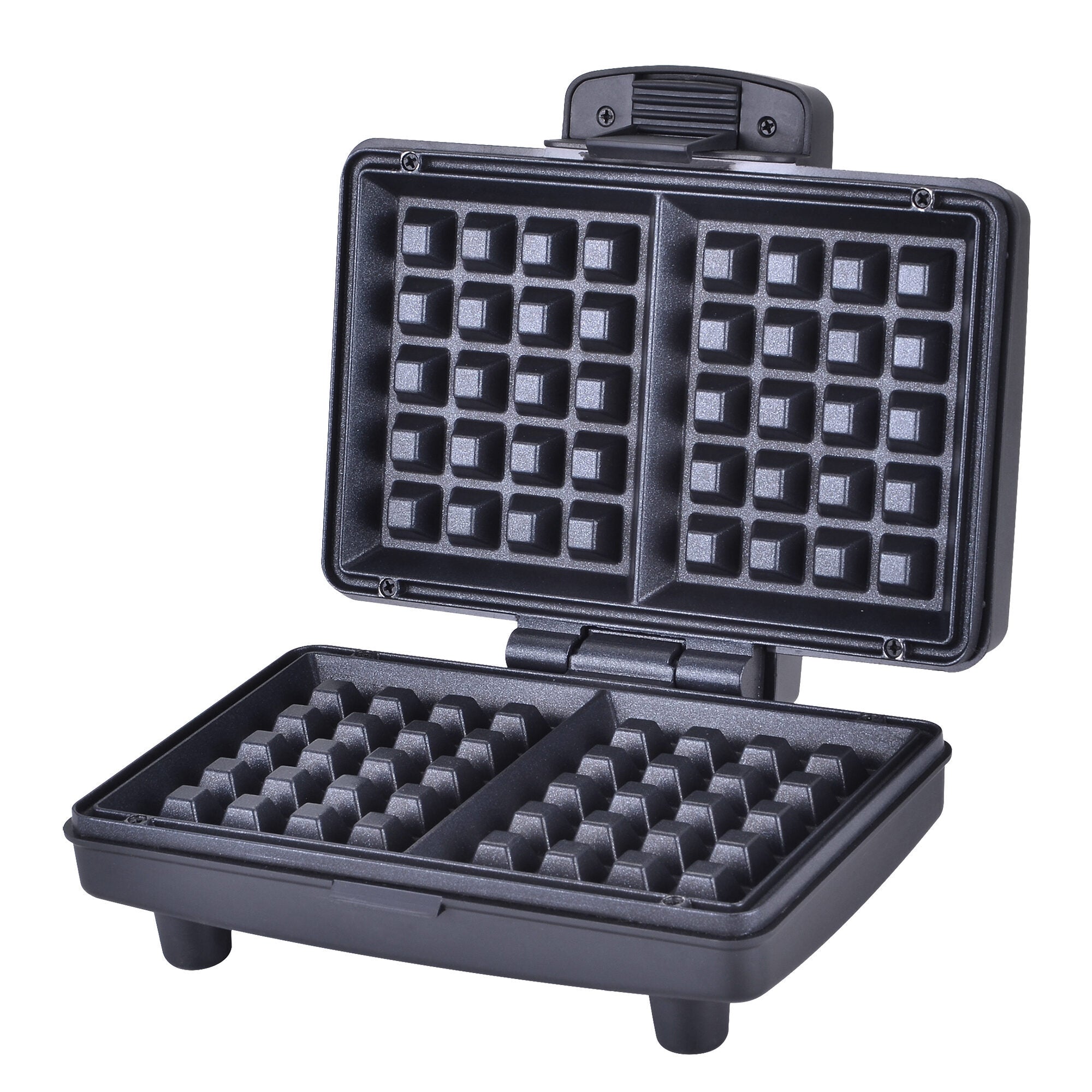 SOGO Macchina per Waffle 800W – Rivestimento Antiaderente, Temperatura Regolabile, Acciaio Inox, 2 Waffle 10x12 cm, Facile Pulizia, Salvaspazio